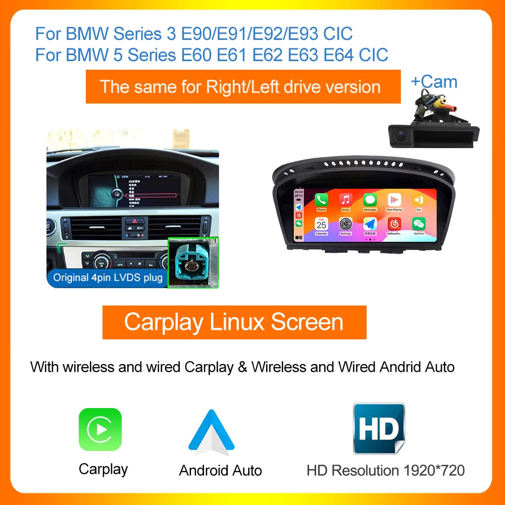 Multimedia dla BMW serii 3/5 z bezprzewodowym CarPlay Android Auto