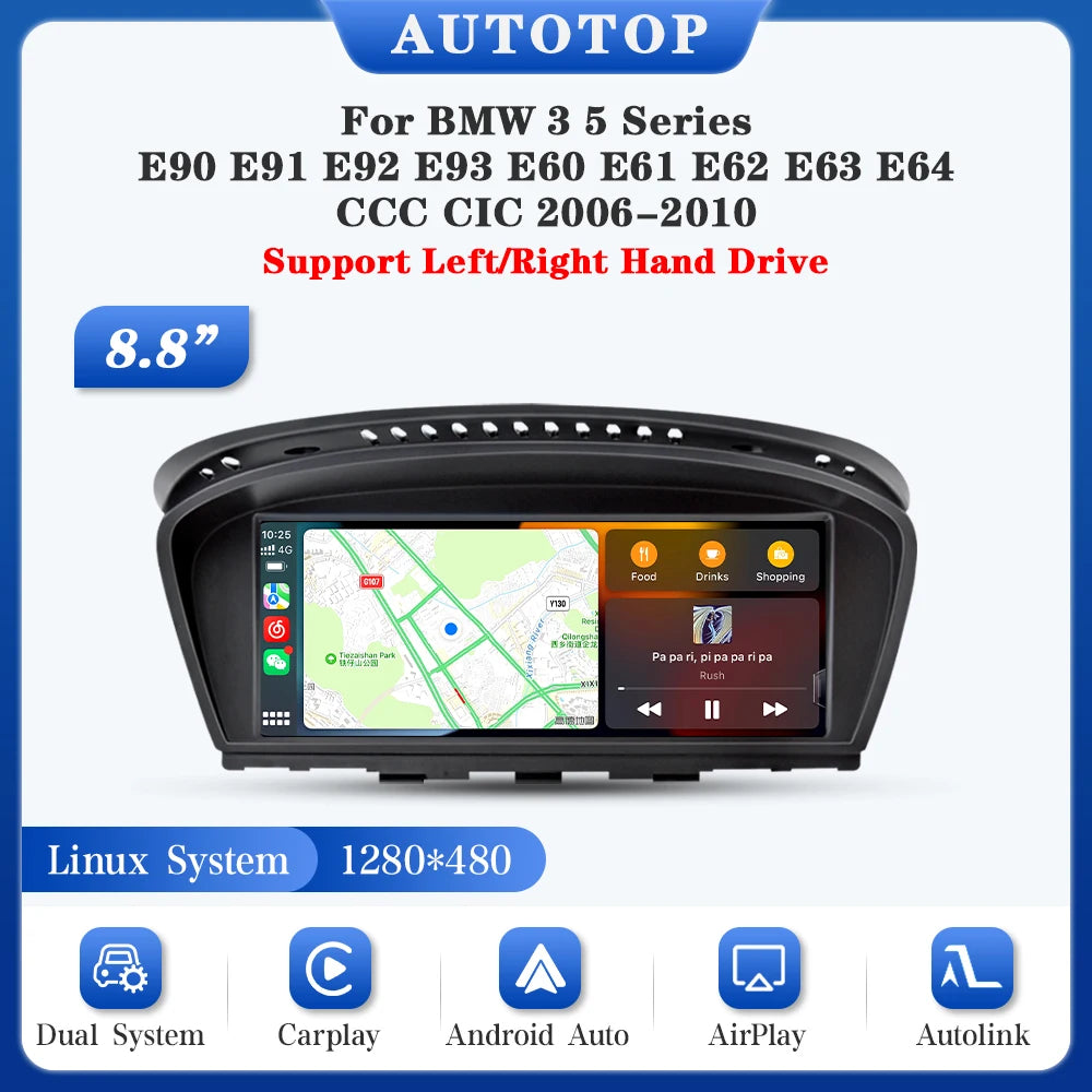 Multimedia dla BMW serii 3/5 z bezprzewodowym CarPlay Android Auto